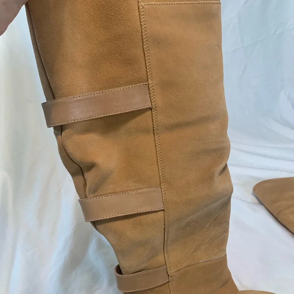 Cole Haan Women's Tall Wedge Suede Boots in Tan Size 7 1/2
